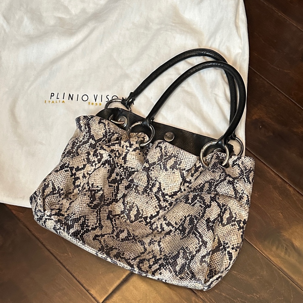 Plinio Visona Italian Snake Print Shoulder Bag
